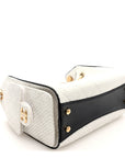 Braided Raffia Calfskin Mini CHNL 25 Handbag White Black