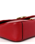 Calfskin Matelasse Mini GG Marmont Shoulder Bag Hibiscus Red