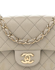 Lambskin Quilted Mini Rectangular Flap Grey