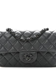 Pearly Lambskin Quilted Mini Rectangular Flap So Black