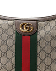 GG Supreme Monogram Web Ophidia Half Moon Hobo Brown