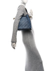 Denim Jacquard Oblique C'est D1OR Bucket Bag Blue