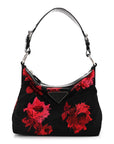 Tessuto Nylon Rose Shoulder Bag Black Rosso