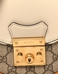 GG Supreme Monogram Calfskin Small Padlock Messenger Shoulder Bag Beige Mystic White Sun Oil