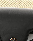 Raffia Calfskin Capucines MM Black Ecru
