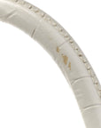 Calfskin Crocodile Embossed Small Hourglass Top Handle Bag White