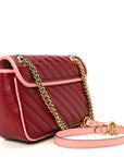Azalea Calfskin Enamel Matelasse Diagonal Small Torchon GG Marmont Shoulder Bag New Cherry Red Wild Rose