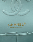 Caviar Quilted Small Double Flap Light Blue