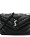 Calfskin Y Quilted Monogram Toy Loulou Crossbody Bag Black