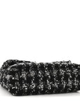 Tweed Quilted Large CHNL 19 Flap Black Silver Ecru