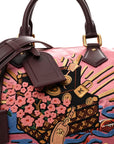 Satin Monogram Paris Tokyo Embroidered Speedy P9 Bandouliere 40 Dark Pink
