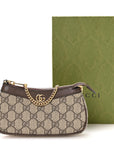 GG Supreme Monogram Textured Dollar Calfskin Mini Ophidia Chain Bag Beige Ebony