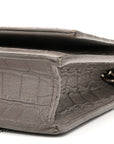 Calfskin Crocodile Embossed Kate Monogram Tassel Chain Wallet Fog
