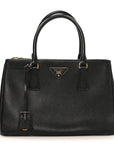 Saffiano Lux Small Galleria Double Zip Tote Black