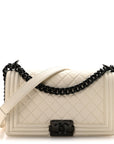 Calfskin Quilted Medium Boy Flap White