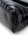 Calfskin Y Quilted Monogram Monochrome Medium Loulou Chain Satchel Black