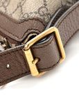 GG Supreme Monogram Web Small Ophidia Half Moon Hobo Brown