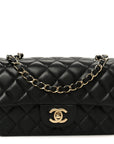 Lambskin Quilted Mini Rectangular Flap Black