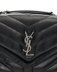 Calfskin Y Quilted Monogram Small Loulou Chain Satchel Black