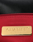 Shiny Goatskin Quilted Medium CHNL 19 Flap Black