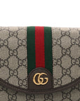 GG Supreme Monogram Textured Dollar Calfskin Mini Ophidia Flap Shoulder Bag Beige Ebony New Acero