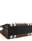 E-Canvas Monogram Stripe Book Tote Black Bridle Brown