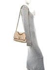 Shiny Goatskin Quilted Medium CHNL 19 Flap Beige