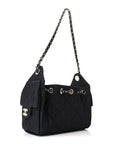 Denim Quilted Mini CHNL 25 Handbag Dark Blue