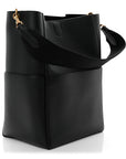 Soft Grained Calfskin Sangle Bucket Bag Black
