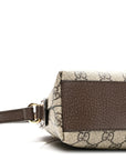 GG Supreme Monogram Textured Dollar Calfskin Web Small Ophidia Dome Shoulder Bag Beige Ebony New Acero