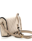 GG Supreme Monogram Textured Dollar Calfskin Mini Horsebit 1955 Shoulder Bag Beige Mystic White Oatmeal