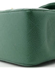 Metallic Caviar Quilted Jumbo Double Flap Green