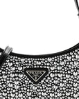 Satin Crystal Cleo Adjustable Strap Shoulder Bag Metal