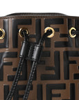 Vitello Liberty F is FNDI Bi-Color FF 1974 Embossed Mini Mon Tresor Bucket Bag Maya Black
