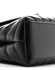 Calfskin Y Quilted Monogram Monochrome Small Loulou Chain Satchel Black