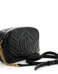 Calfskin Matelasse Small GG Marmont Chain Shoulder Bag Black