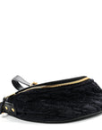 Crushed Velvet Logo Embossed XXS Souvenir Belt Bag Black