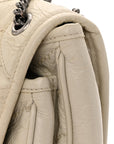 Crinkled Calfskin Matelasse Monogram Baby Niki Chain Satchel White