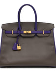 Epsom Bi-Color Horseshoe Birkin 35 Etain Crocus