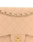 Caviar Quilted Jumbo Double Flap Beige Clair