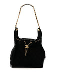 Suede Quilted Medium CHNL 25 Handbag Black