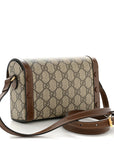 GG Supreme Monogram Mini Horsebit 1955 Shoulder Bag Beige Brown Sugar