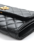 Lambskin Quilted Medusa Wallet On Chain Crossbody Black