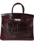 Shiny Porosus Crocodile Birkin 35 Bourgogne