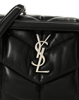 Lambskin Quilted Small Loulou Puffer Monogram Chain Satchel Black