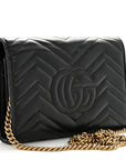 Calfskin Matelasse GG Marmont Chain Wallet Black