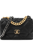 Lambskin Quilted Large CHNL 19 Flap Black