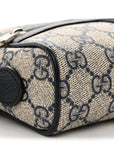 GG Supreme Monogram Textured Dollar Calfskin Web Mini Ophidia Shoulder Bag Beige Blue