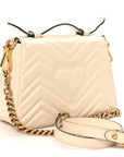 Calfskin Matelasse Mini GG Marmont Top Handle Shoulder Bag White
