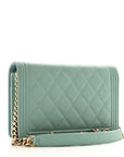 Caviar Quilted Boy Wallet On Chain WOC Light Blue